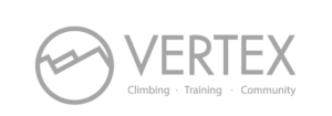 vertex climbing gyms logo in grey